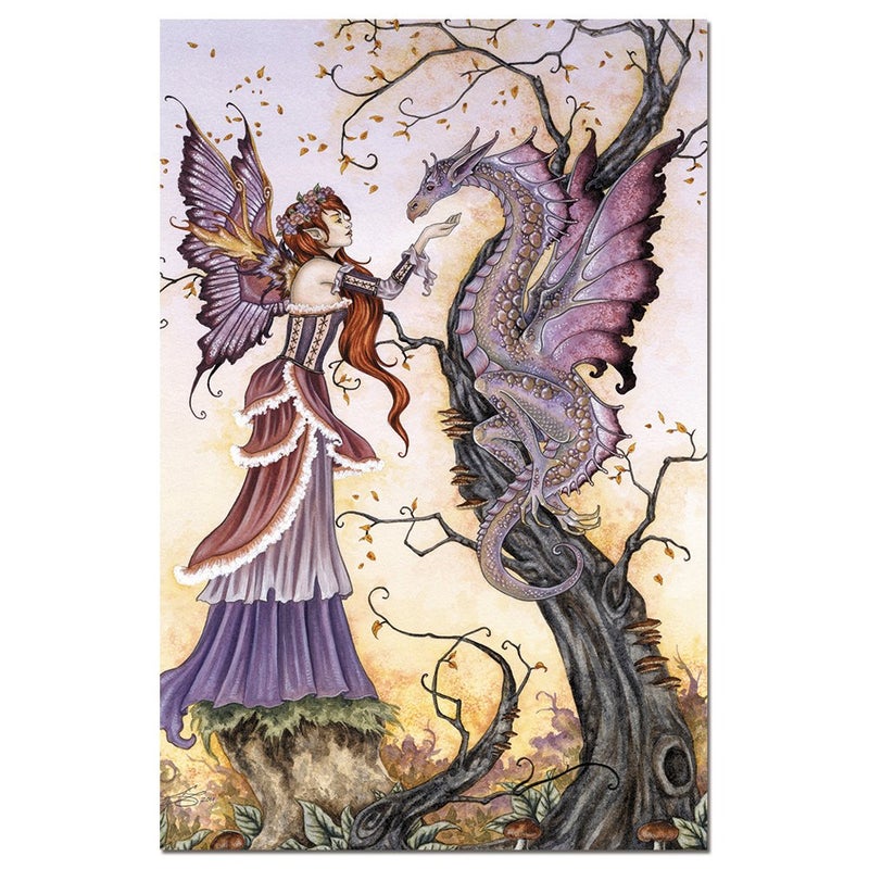 Tree-Free Greetings EcoNotes 12-Count The Dragon Charmer Fairy Blank Notecard Set with Envelopes, Featuring Amy Brown Fairies (FS64557) - Image 1